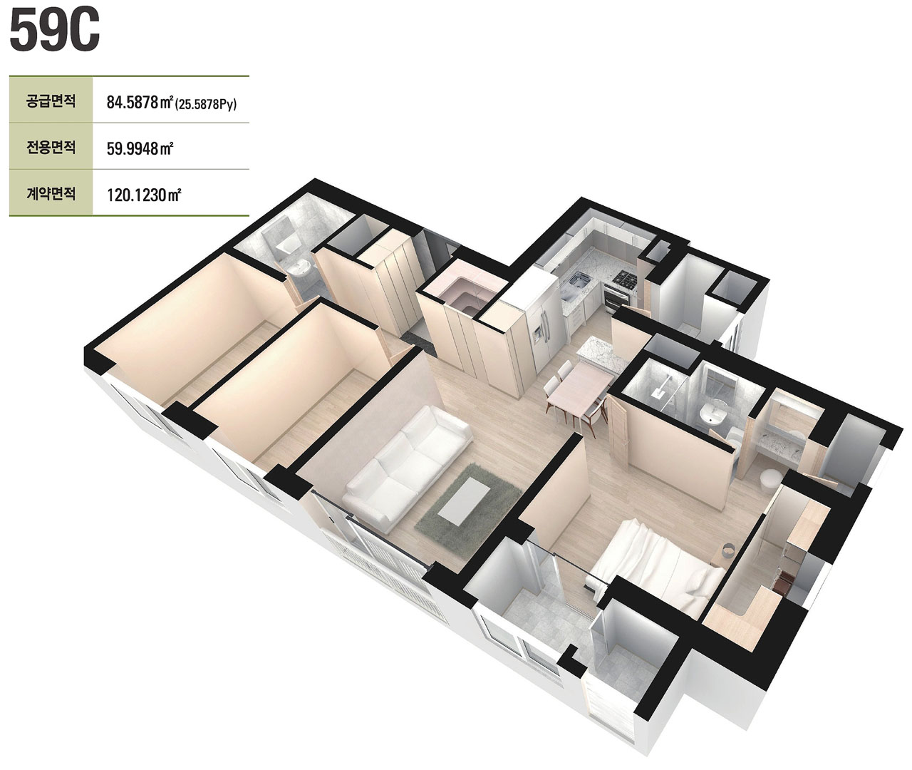 평면도_59㎡ C 타입 - 구)25평형